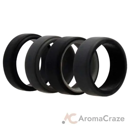 Picture of Silicone Wedding 2Layer Beveled 8mm Ring Set - Grey by ROQ for Men - 4 x 8 mm Ring