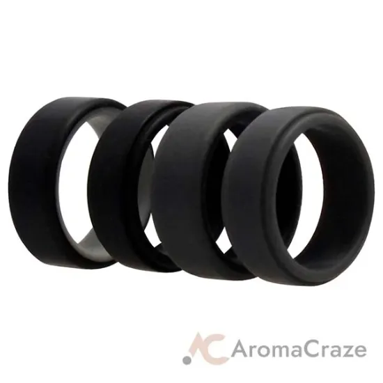 Picture of Silicone Wedding 2Layer Beveled 8mm Ring Set - Grey by ROQ for Men - 4 x 9 mm Ring