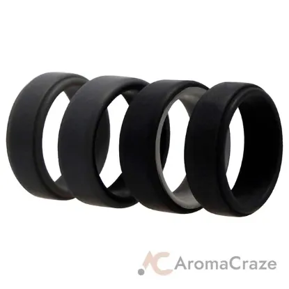 Picture of Silicone Wedding 2Layer Beveled 8mm Ring Set - Grey by ROQ for Men - 4 x 10 mm Ring