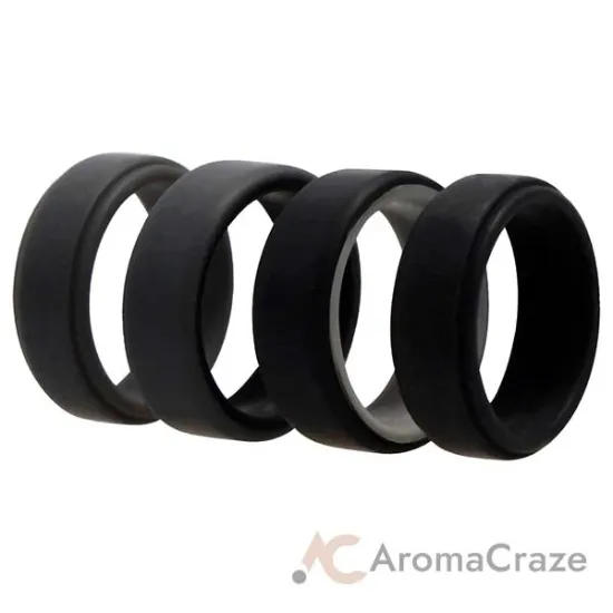 Picture of Silicone Wedding 2Layer Beveled 8mm Ring Set - Grey by ROQ for Men - 4 x 10 mm Ring