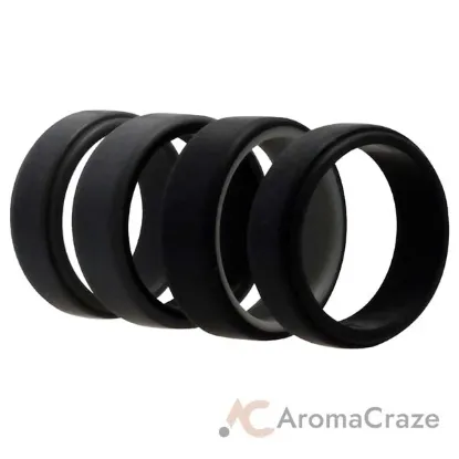 Picture of Silicone Wedding 2Layer Beveled 8mm Ring Set - Grey by ROQ for Men - 4 x 11 mm Ring