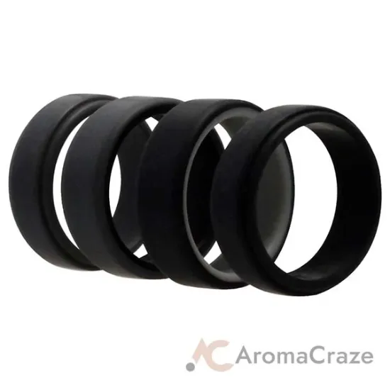 Picture of Silicone Wedding 2Layer Beveled 8mm Ring Set - Grey by ROQ for Men - 4 x 11 mm Ring