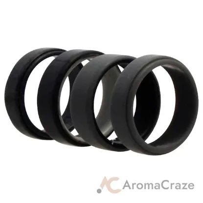 Picture of Silicone Wedding 2Layer Beveled 8mm Ring Set - Grey by ROQ for Men - 4 x 12 mm Ring