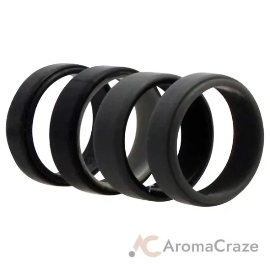 Picture of Silicone Wedding 2Layer Beveled 8mm Ring Set - Grey by ROQ for Men - 4 x 12 mm Ring