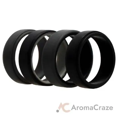 Picture of Silicone Wedding 2Layer Beveled 8mm Ring Set - Grey by ROQ for Men - 4 x 13 mm Ring