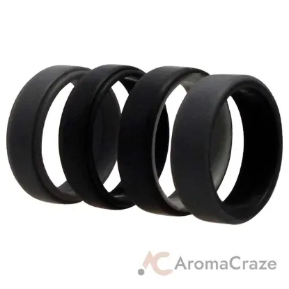 Picture of Silicone Wedding 2Layer Beveled 8mm Ring Set - Grey by ROQ for Men - 4 x 15 mm Ring