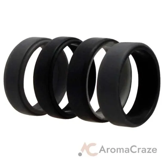 Picture of Silicone Wedding 2Layer Beveled 8mm Ring Set - Grey by ROQ for Men - 4 x 15 mm Ring
