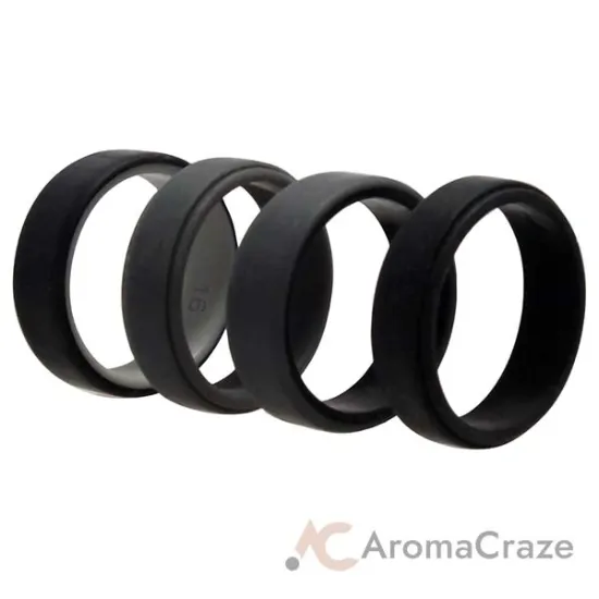 Picture of Silicone Wedding 2Layer Beveled 8mm Ring Set - Grey by ROQ for Men - 4 x 16 mm Ring
