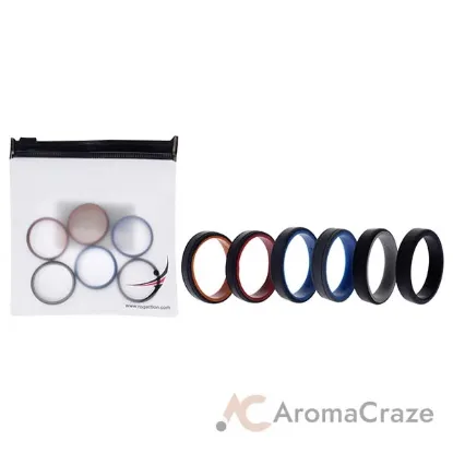 Picture of Silicone Wedding 2Layer Lines Ring Set - MultiColor by ROQ for Men - 6 x 13 mm Ring