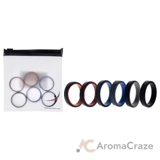 Picture of Silicone Wedding 2Layer Lines Ring Set - MultiColor by ROQ for Men - 6 x 13 mm Ring