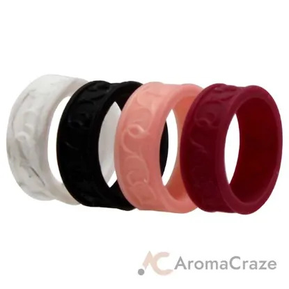 Picture of Silicone Wedding Flower Ring Set - Bordo by ROQ for Women - 4 x 5 mm Ring