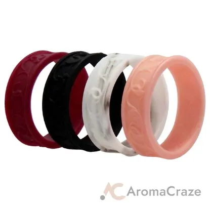 Picture of Silicone Wedding Flower Ring Set - Bordo by ROQ for Women - 4 x 10 mm Ring