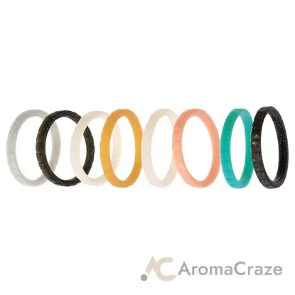 Picture of Silicone Wedding Stackble Lines Ring Set - Metal-Turquoise by ROQ for Women - 8 x 7 mm Ring