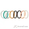 Picture of Silicone Wedding Stackble Lines Ring Set - Metal-Turquoise by ROQ for Women - 8 x 11 mm Ring