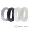 Picture of Silicone Wedding Ring Set - Black-White by ROQ for Women - 4 x 6 mm Ring