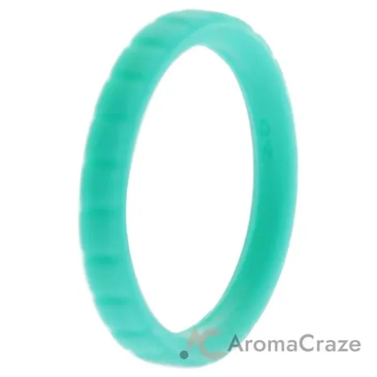 Picture of Silicone Wedding Stackble Lines Single Ring - Turquoise by ROQ for Women - 4 mm Ring