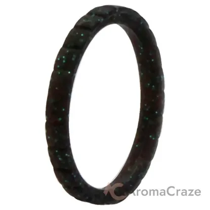Picture of Silicone Wedding Stackble Lines Single Ring - Black-Turquoise by ROQ for Women - 8 mm Ring