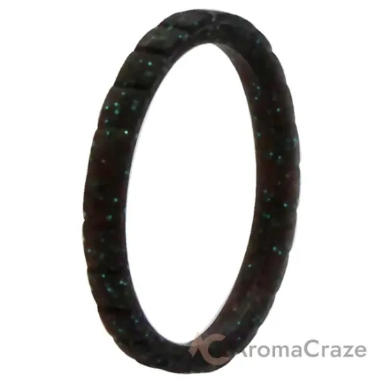 Picture of Silicone Wedding Stackble Lines Single Ring - Black-Turquoise by ROQ for Women - 8 mm Ring
