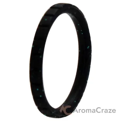 Picture of Silicone Wedding Stackble Lines Single Ring - Black-Turquoise by ROQ for Women - 9 mm Ring