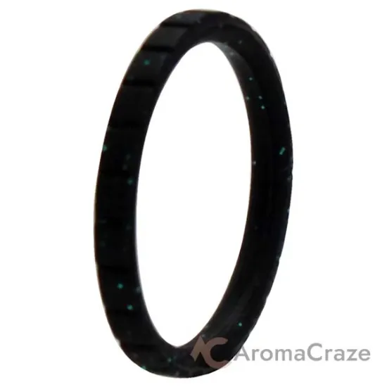 Picture of Silicone Wedding Stackble Lines Single Ring - Black-Turquoise by ROQ for Women - 9 mm Ring