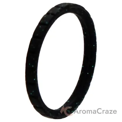 Picture of Silicone Wedding Stackble Lines Single Ring - Black-Turquoise by ROQ for Women - 11 mm Ring