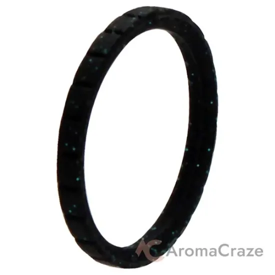 Picture of Silicone Wedding Stackble Lines Single Ring - Black-Turquoise by ROQ for Women - 11 mm Ring