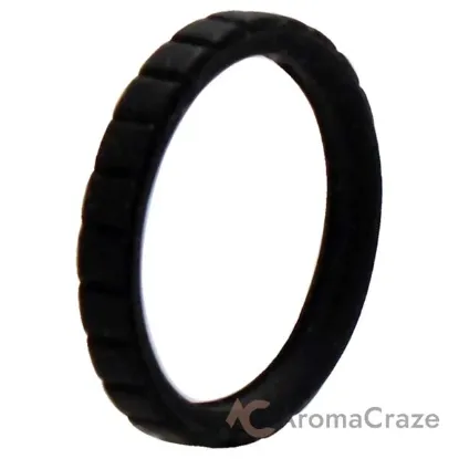 Picture of Silicone Wedding Stackble Lines Single Ring - Black by ROQ for Women - 4 mm Ring
