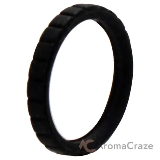 Picture of Silicone Wedding Stackble Lines Single Ring - Black by ROQ for Women - 4 mm Ring