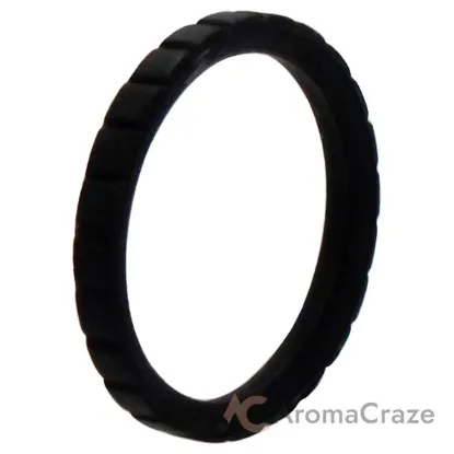 Picture of Silicone Wedding Stackble Lines Single Ring - Black by ROQ for Women - 6 mm Ring