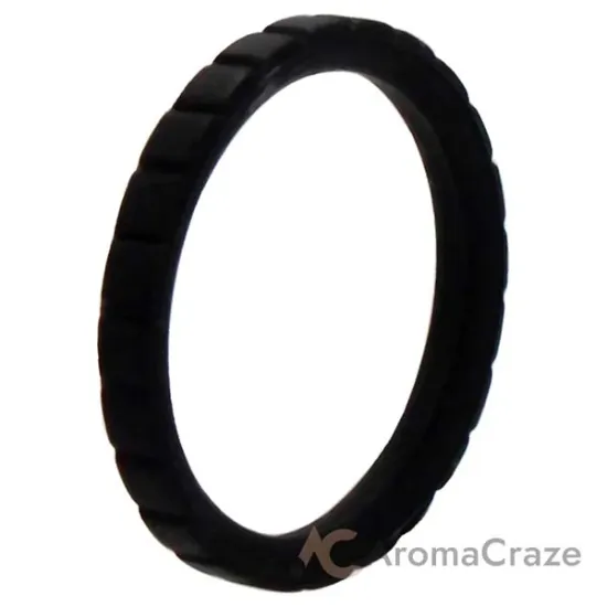 Picture of Silicone Wedding Stackble Lines Single Ring - Black by ROQ for Women - 6 mm Ring