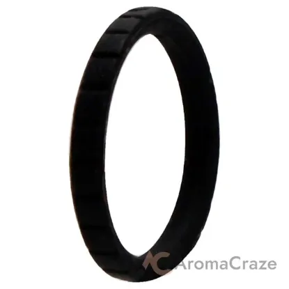 Picture of Silicone Wedding Stackble Lines Single Ring - Black by ROQ for Women - 7 mm Ring