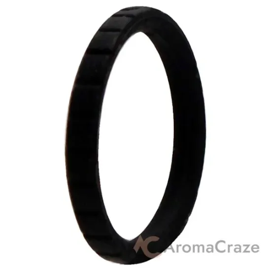 Picture of Silicone Wedding Stackble Lines Single Ring - Black by ROQ for Women - 7 mm Ring