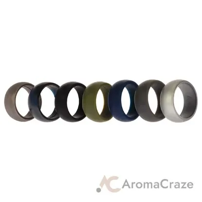 Picture of Silicone Wedding Ring Set - Metal-Camo by ROQ for Men - 7 x 7 mm Ring