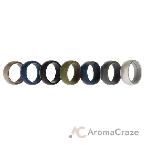 Picture of Silicone Wedding Ring Set - Metal-Camo by ROQ for Men - 7 x 8 mm Ring