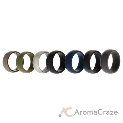 Picture of Silicone Wedding Ring Set - Metal-Camo by ROQ for Men - 7 x 9 mm Ring