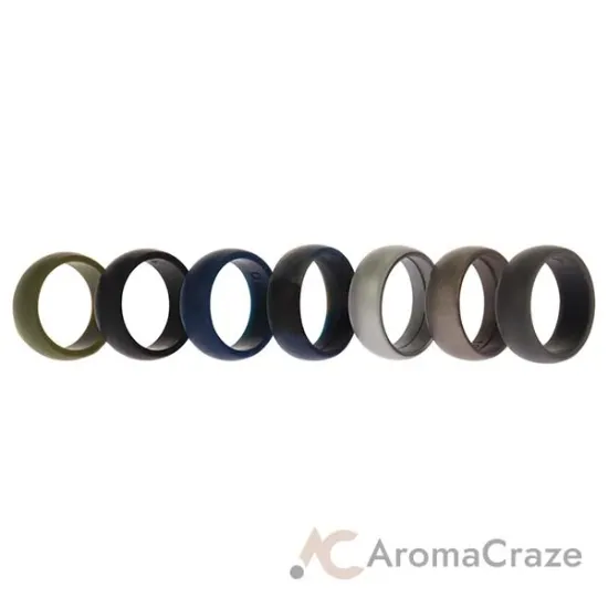 Picture of Silicone Wedding Ring Set - Metal-Camo by ROQ for Men - 7 x 10 mm Ring