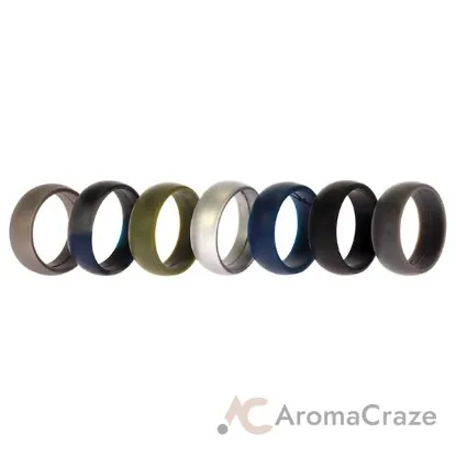 Picture of Silicone Wedding Ring Set - Metal-Camo by ROQ for Men - 7 x 12 mm Ring