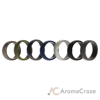 Picture of Silicone Wedding Ring Set - Metal-Camo by ROQ for Men - 7 x 13 mm Ring