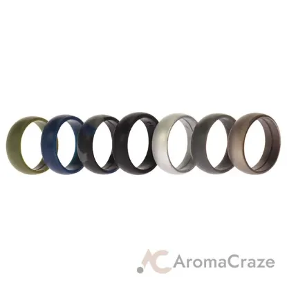 Picture of Silicone Wedding Ring Set - Metal-Camo by ROQ for Men - 7 x 14 mm Ring