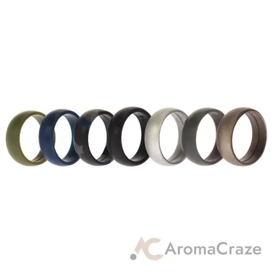 Picture of Silicone Wedding Ring Set - Metal-Camo by ROQ for Men - 7 x 14 mm Ring