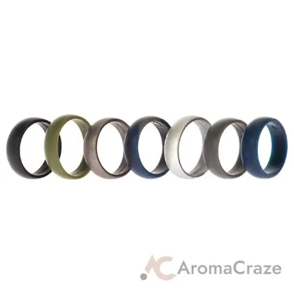 Picture of Silicone Wedding Ring Set - Metal-Camo by ROQ for Men - 7 x 15 mm Ring