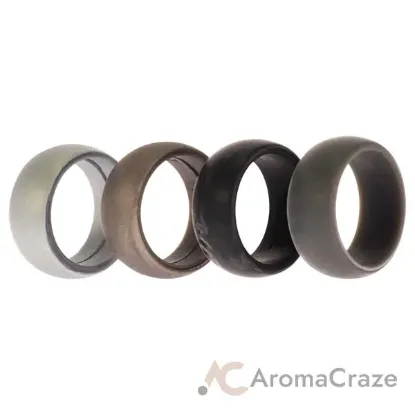 Picture of Silicone Wedding Ring Set - Metal-Silver by ROQ for Men - 4 x 7 mm Ring