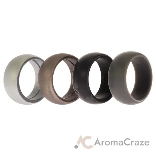 Picture of Silicone Wedding Ring Set - Metal-Silver by ROQ for Men - 4 x 7 mm Ring