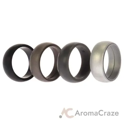 Picture of Silicone Wedding Ring Set - Metal-Silver by ROQ for Men - 4 x 9 mm Ring