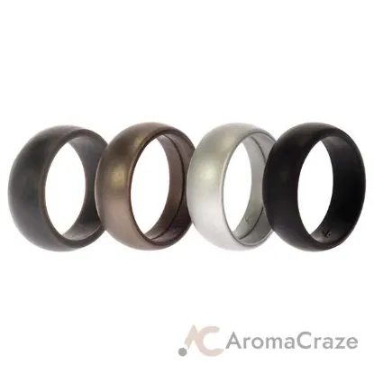 Picture of Silicone Wedding Ring Set - Metal-Silver by ROQ for Men - 4 x 11 mm Ring