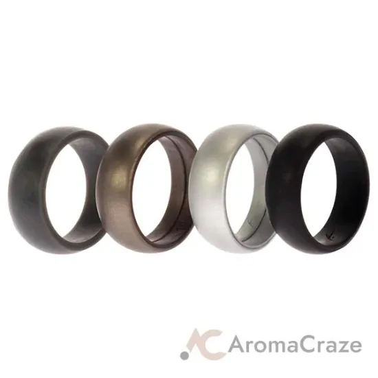 Picture of Silicone Wedding Ring Set - Metal-Silver by ROQ for Men - 4 x 11 mm Ring