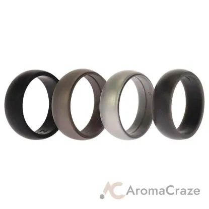Picture of Silicone Wedding Ring Set - Metal-Silver by ROQ for Men - 4 x 12 mm Ring