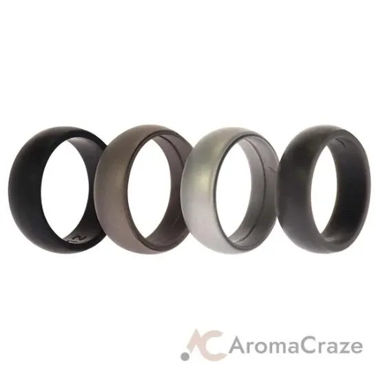 Picture of Silicone Wedding Ring Set - Metal-Silver by ROQ for Men - 4 x 12 mm Ring