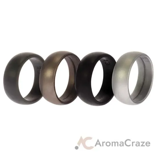 Picture of Silicone Wedding Ring Set - Metal-Silver by ROQ for Men - 4 x 13 mm Ring