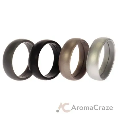 Picture of Silicone Wedding Ring Set - Metal-Silver by ROQ for Men - 4 x 15 mm Ring